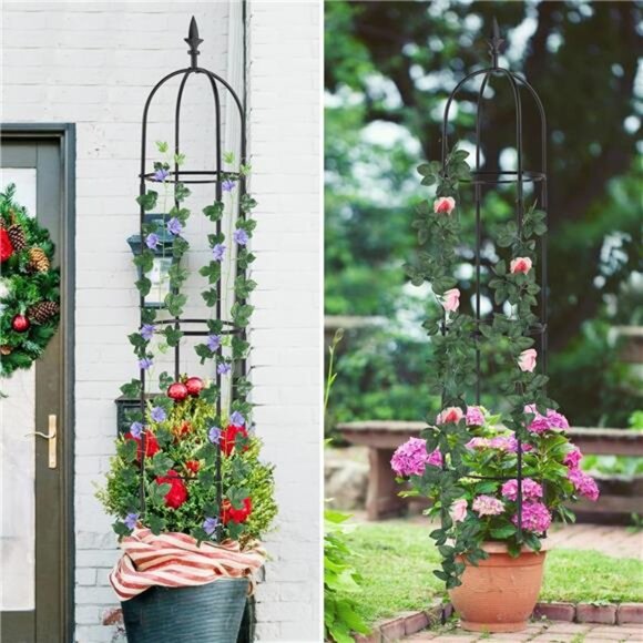 Garden Trellis for Climbing Plants Tower Obelisk Garden Trellis 6ft Tall Plant - Picture 2 of 7